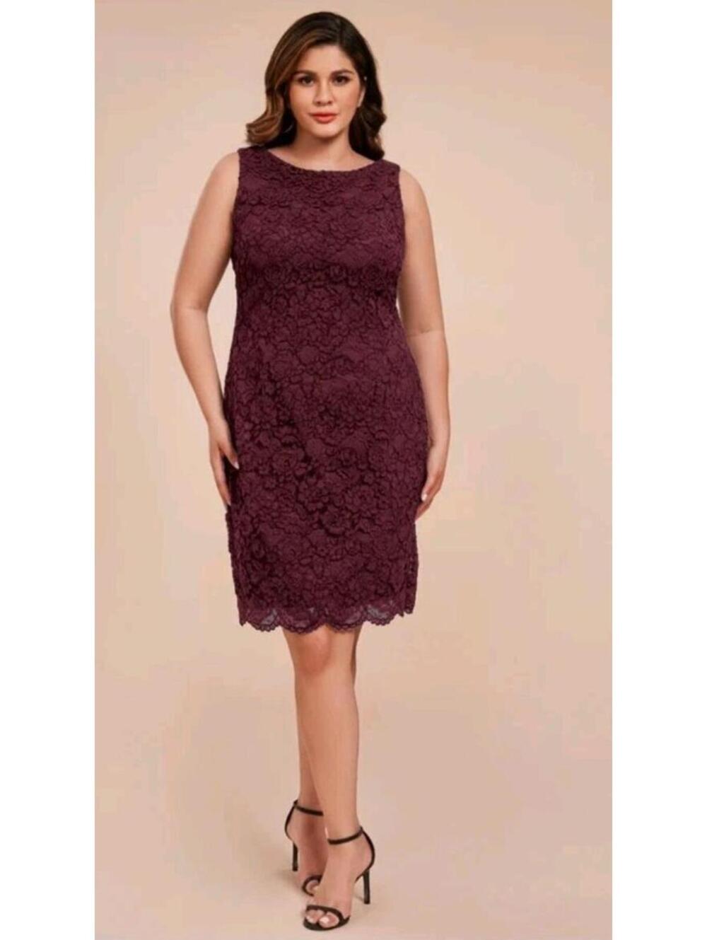 $129 Women’s Ann Taylor Burgundy Floral Lace Sleeveless Dress Size 18